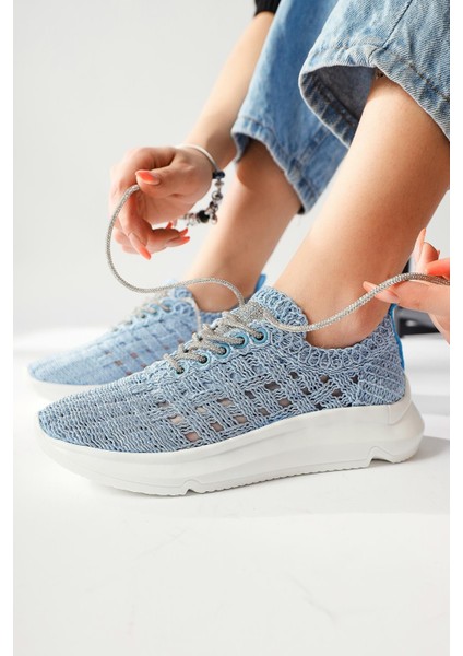 Melisia Mavi Taş Detaylı Örgü Spor Ayakabı