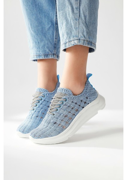 Melisia Mavi Taş Detaylı Örgü Spor Ayakabı modelleri