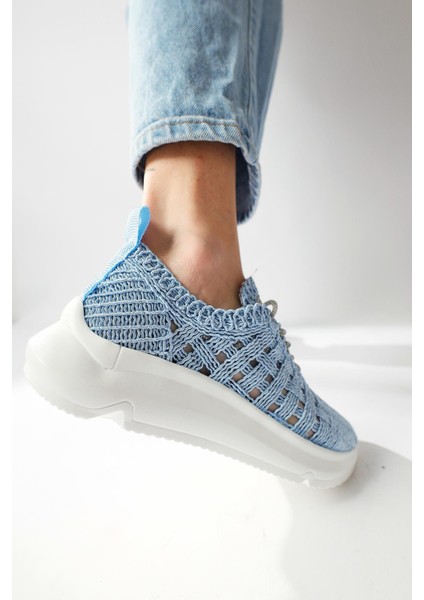 Melisia Mavi Taş Detaylı Örgü Spor Ayakabı indirimleri