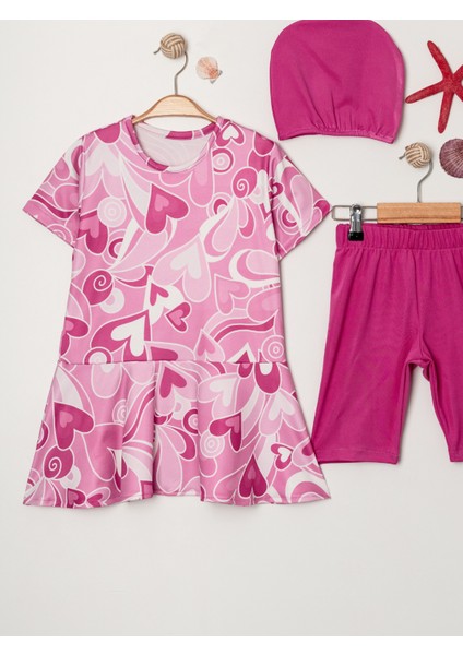 Kız Çocuk Bisiklet Yaka Etekli Mayo ve Tayt Bone Dahildir. fiyatları