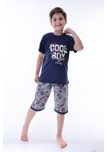 (6-11 Yaş) Cool Boy Desenli Erkek Çocuk kapri takım - Lacivert fırsatları