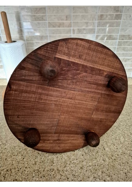 Yuvarlak Ayaklı Sunum Tahtası - 28 cm - Koyu Kahverengi indirimleri