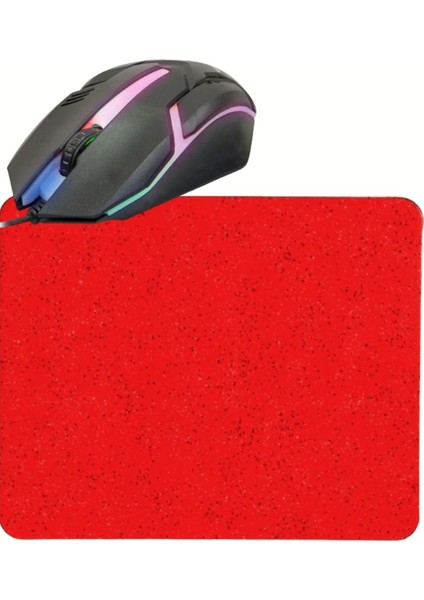 Kırmızı Kum Desen Mouse Pad - LED Işıklı 3D Gaming Tip Kablolu Mouse Bilgisayar Faresi Notebook Pc Uyumlu Oyuncu Mause