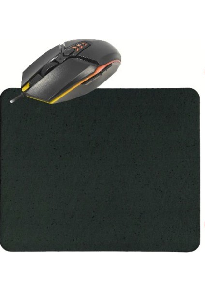 Siyah Kum Desen Mouse Pad - Rgb LED Işıklı 6d Gaming Kablolu Mouse Notebook Pc Uyumlu Oyuncu Mause