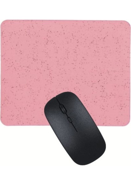 Pembe Kum Desen Mouse Pad+Kablosuz Wireless Mouse Bilgisayar Faresi Notebook Pc Windows Uyumlu Mause