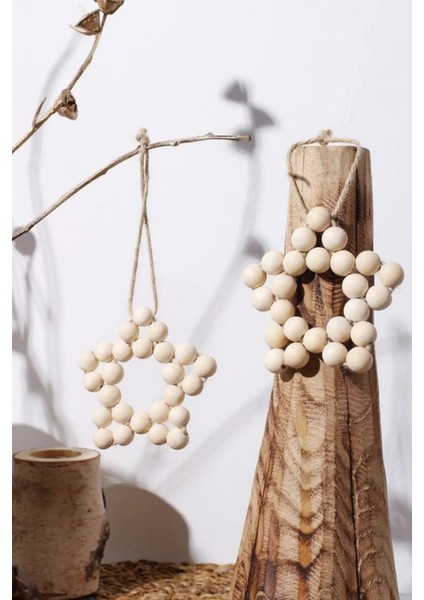 Dekoratif Ahşap Boncuk Yıldız Model Kapı Duvar Mutfak Bebek Odası Süsleri