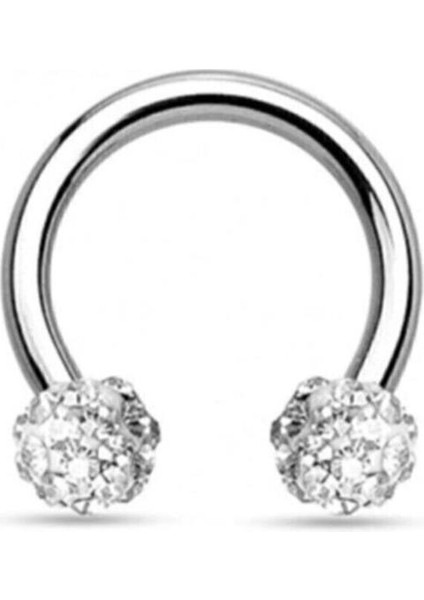 Gümüş Renk Beyaz Taş Kıkırdak Dudak Burun Septum Tragus Minik Boy Çelik Piercing