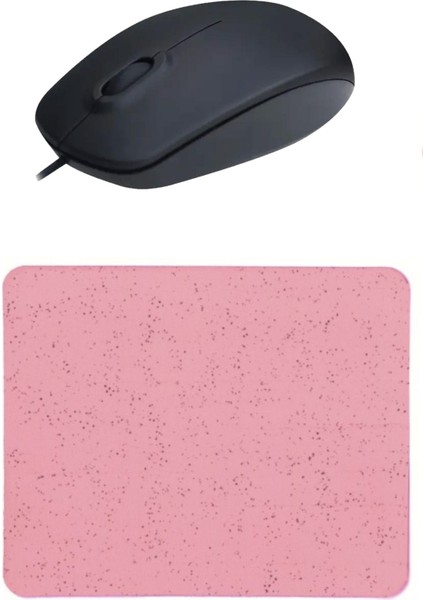 Pembe Mouse Pad +Kablolu Mouse Bilgisayar Faresi Notebook Pc Uyumlu Mause