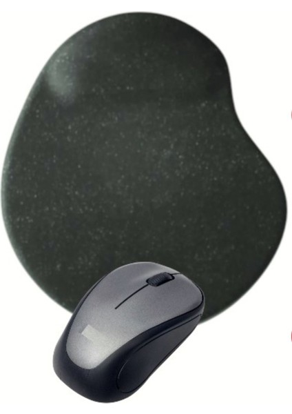 Siyah Bilek Destekli Mouse Pad - Kablosuz Gri USB Wireless Mouse Kompakt Bilgisayar Faresi Mause Notebook Pc Windows Uyumlu