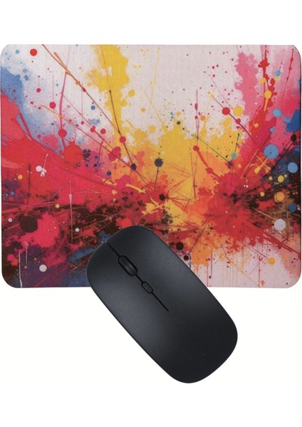Karmaşa Desenli Mouse Pad+Kablosuz Wireless Mouse Bilgisayar Faresi Notebook Pc Windows Uyumlu Mause