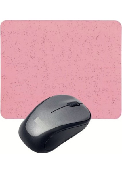 Pembe Kum Desen Mouse Pad - Kablosuz Gri USB Wireless Mouse Kompakt Bilgisayar Faresi Mause Notebook Pc Windows Uyumlu