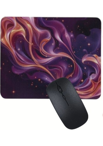 Gece Desenli Mouse Pad + Kablosuz Wireless Mouse Bilgisayar Faresi Notebook Pc Windows Uyumlu Mause