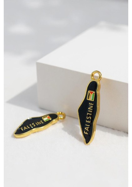 Filistin Haritası Içinde Bayrak & "palestıne" Siyah Rengi Yaka Rozeti A300048