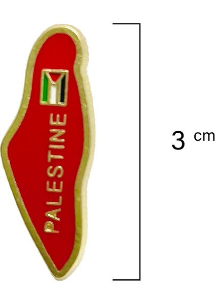Filistin Haritası Içinde Bayrak & "palestıne" Kırmızı Rengi Yaka Rozeti A300047