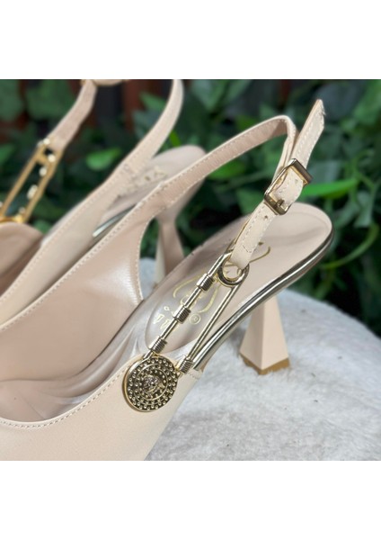 Modern Süet Altın Aksesuarlı Topuklu Ayakkabı M1131 modelleri