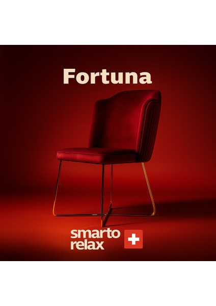 Fortuna 2’li Sandalye Seti — Metal Ayaklı, Kırmızı Kumaş
