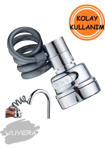 3 Fonksiyonlu Krom Musluk Başlığı – Uzayabilir Hortumlu, Döner Başlıklı Su Tasarruflu Başlık fiyatları
