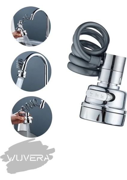 3 Fonksiyonlu Krom Musluk Başlığı – Uzayabilir Hortumlu, Döner Başlıklı Su Tasarruflu Başlık fırsatları