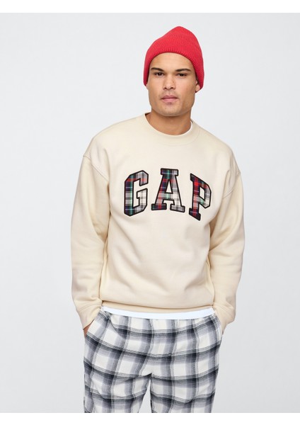 Erkek Kırık Beyaz Gap Logo Relaxed Fleece Sweatshirt