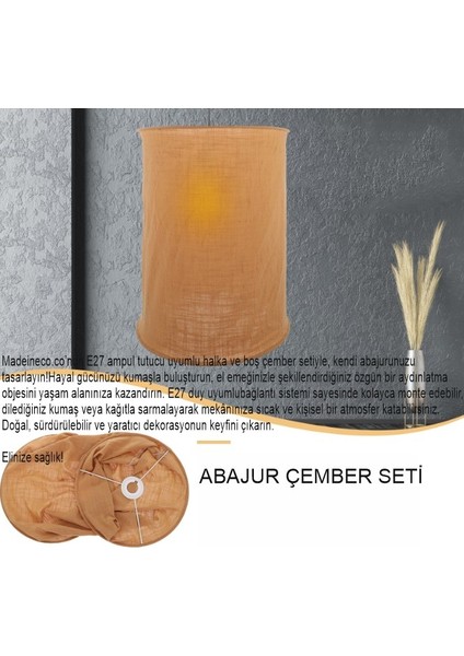 Abajur Teli Seti | 2’li 38 cm Çap | Boyasız | Abajur Başlığı Teli & Makrome Abajur Şapka Yapımı | E27 Uyumlu fiyatları