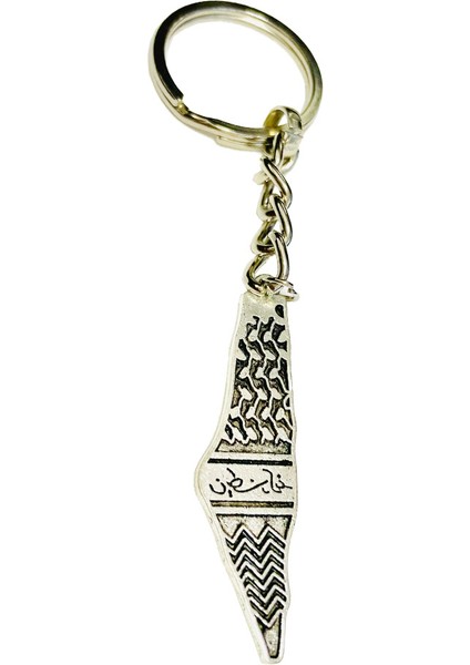 Filistin Haritasi Içinde Kefiye Nakışı Gümüş Rengi Anahtarlık Ünisex A300051 fiyatları