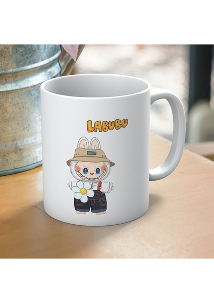 Beyaz Labubu Baskılı Hediyelik Kupa