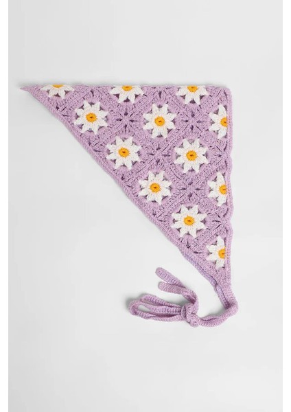 Çiçekli Örgü Üçgen Bandana modelleri
