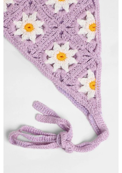 Çiçekli Örgü Üçgen Bandana indirimleri