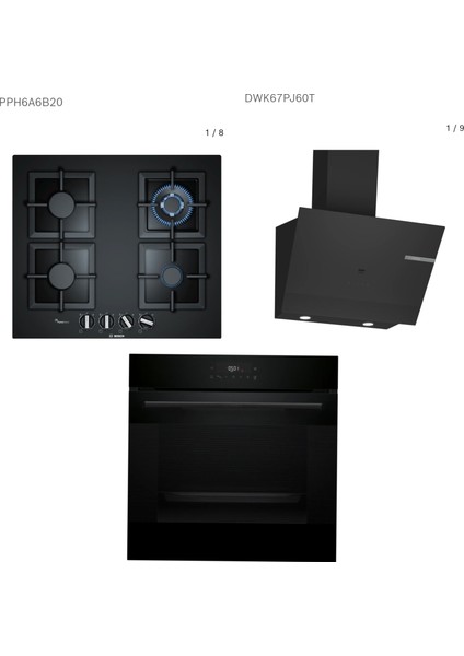 Siyah ITHAL EXCLUSIVE SET Ankastre Set (HJG852YB0T -FIRIN & PPH6A6I40OOCAK & DWK67PJ60T DAVLUMBAZ)