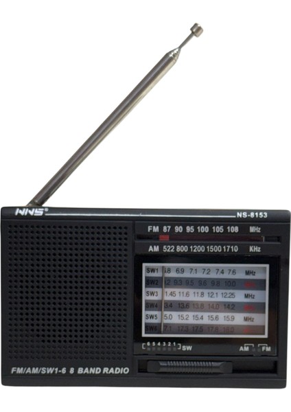 NS-8153 Taşınabilir Pilli Cep Radyosu Deprem Çantası Radyosu Am Fm Sw-1-6 8 Bandlı Mini Radyo