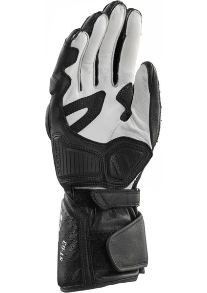 St-03 Korumalı Deri Motosiklet Eldiveni Siyah Gri modelleri