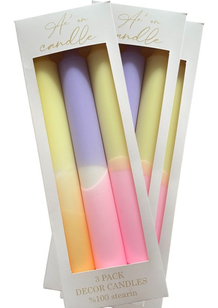 Aeon Pastel Tonlar Şamdan Mum - (Damlatmaz)