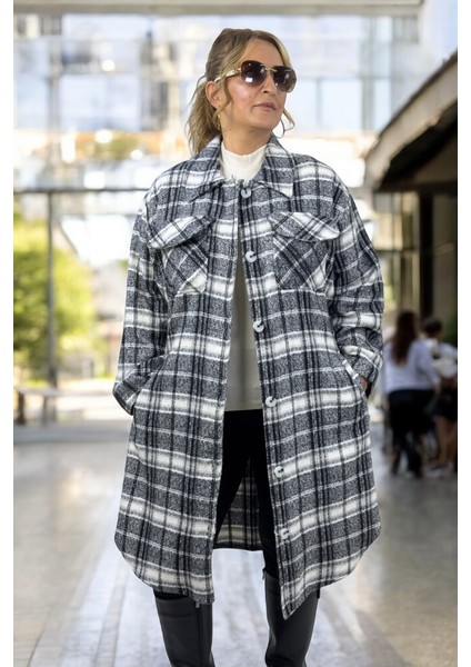 Önden Düğmeli Kuşak Detaylı Oduncu Kumaş Büyük Beden Tunik Elbise fiyatları