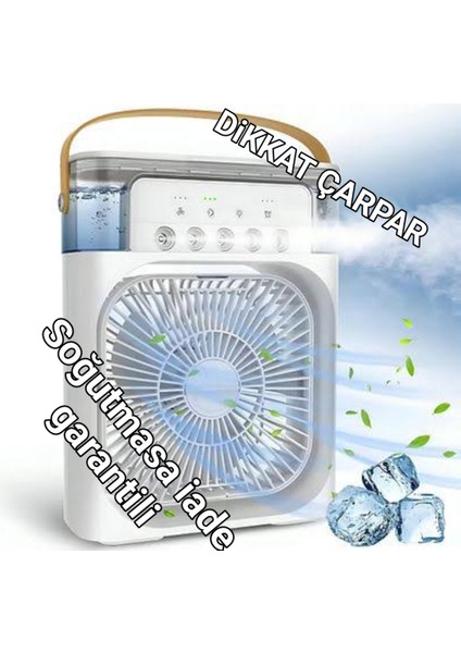 Taşınabilir Işıklı 5 Spreyli Vantilatör Buzlu Buharlı Vantilatör Mini Fan Nemlendirici