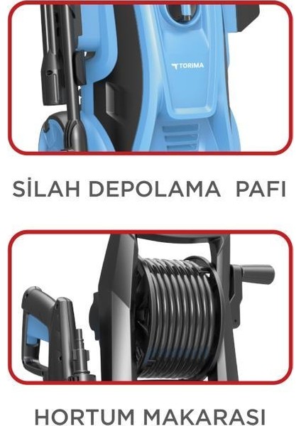 Hpc-01 Mavi Yüksek Basınçlı Oto, Halı, Bahçe Temizleme ve Yıkama Makinesi – 2000W, 150 Bar modelleri