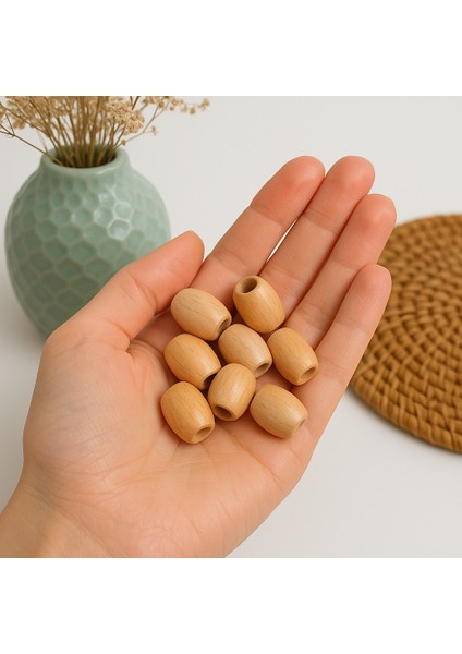 20 Adet Ham Oval Ahşap Boncuk 20MM
