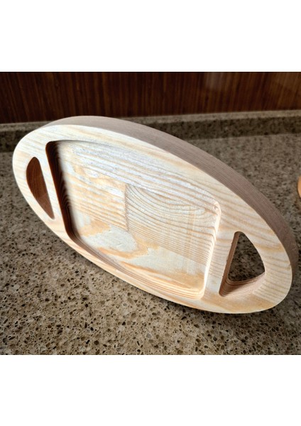 Oval Küçük Sunum/çerez Tahtası - 14 x 24 cm - Açık Kahverengi