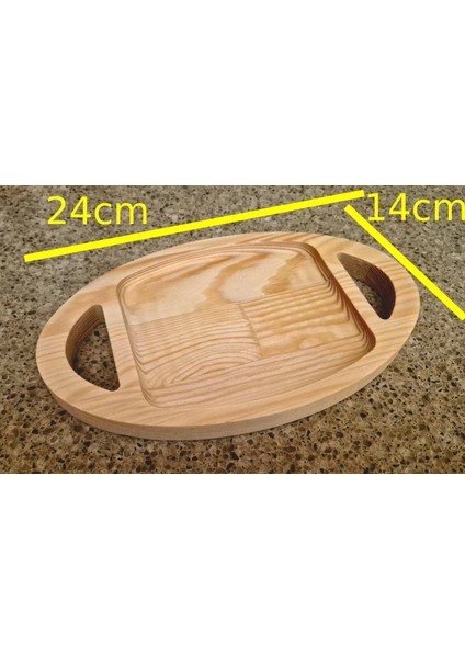 Oval Küçük Sunum/çerez Tahtası - 14 x 24 cm - Açık Kahverengi