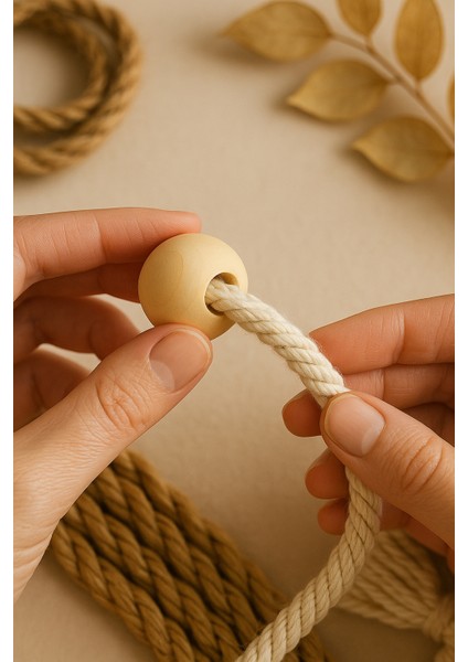 Boncuk 20 mm Yuvarlak Ahşap Boncuk Ham 100 gr