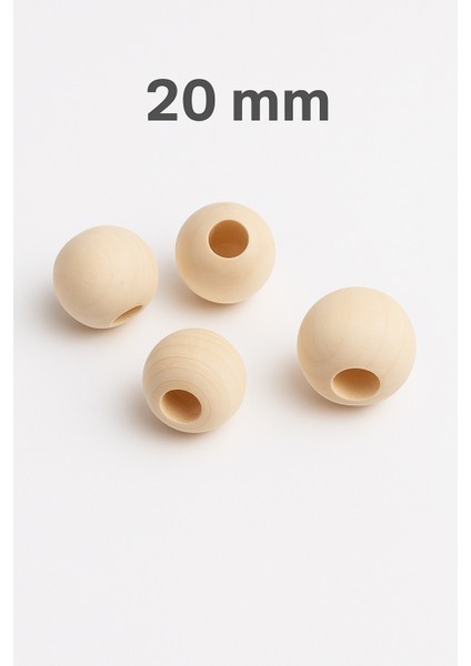Boncuk 20 mm Yuvarlak Ahşap Boncuk Ham 100 gr fiyatları
