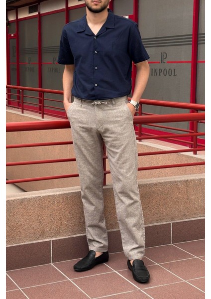 Erkek, Ayarlanabilir bel, Regular-Fit, Old Money Culture, Pamuklu, keten görünümlü pantolon 166-1 modelleri