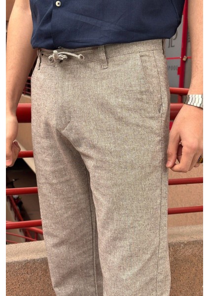 Erkek, Ayarlanabilir bel, Regular-Fit, Old Money Culture, Pamuklu, keten görünümlü pantolon 166-1 fırsatları