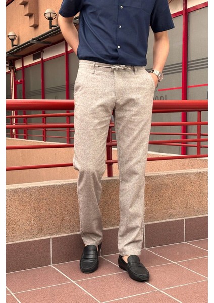 Erkek, Ayarlanabilir bel, Regular-Fit, Old Money Culture, Pamuklu, keten görünümlü pantolon 166-1