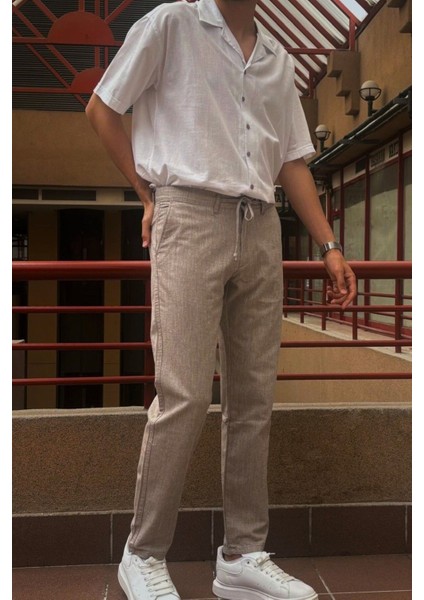Erkek, Ayarlanabilir bel, Regular-Fit, Old Money Culture, Pamuklu, keten görünümlü pantolon 166-1 fiyatları