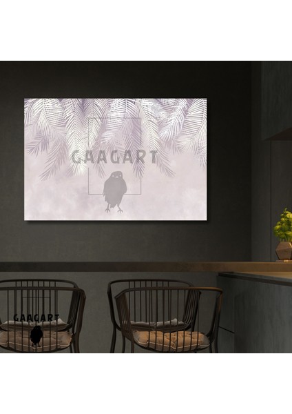 Tekli Yatay Kanvas Duvar Tablosu Soft Lila Yapraklar