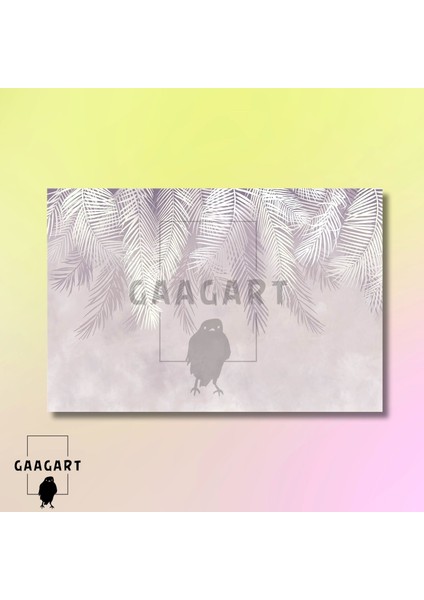 Tekli Yatay Kanvas Duvar Tablosu Soft Lila Yapraklar modelleri