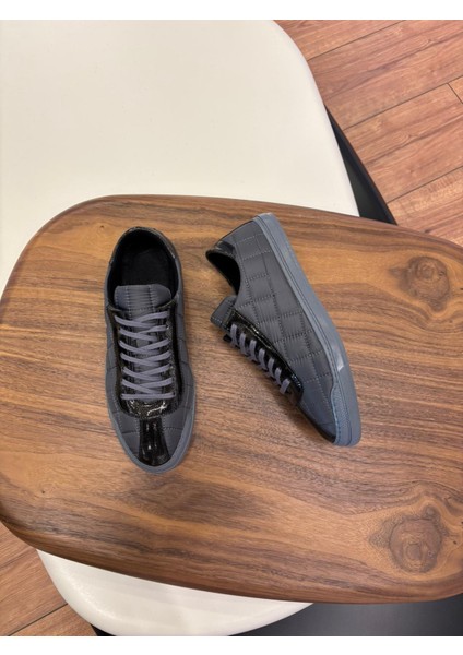 4253 Füme Paraşüt Hakiki Deri Erkek Sneakers - Erkek Spor Ayakkabı modelleri