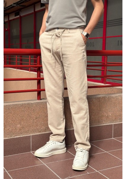 Erkek, Ayarlanabilir bel, Regular-Fit, Old Money Culture, Pamuklu, keten görünümlü pantolon 166-1 indirimleri