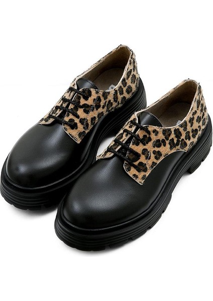 Kadın Vegan Deri Siyah Günlük Ayakkabı - Black Leo Tasarım