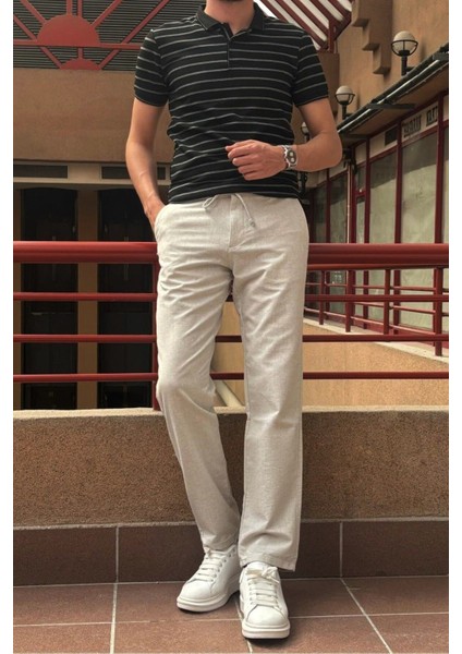 Erkek, Ayarlanabilir bel, Regular-Fit, Old Money Culture, Pamuklu, keten görünümlü pantolon 166-1 modelleri